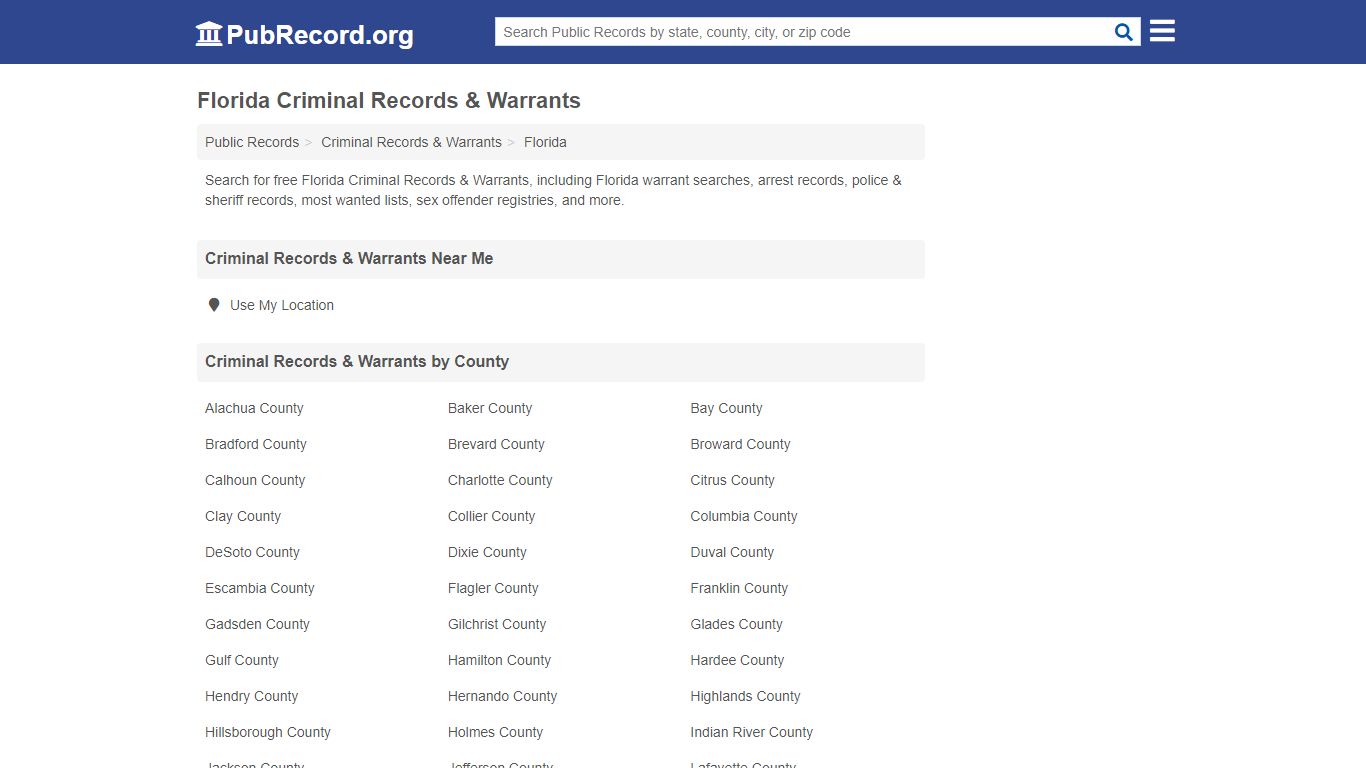Free Florida Criminal Records & Warrants - PubRecord.org